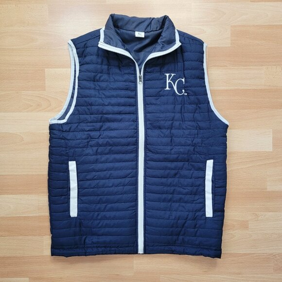 EUC KC Royals Miller Lite Unisex Medium Blue Zip Up Puffer Vest | Size: Med - Picture 1 of 12